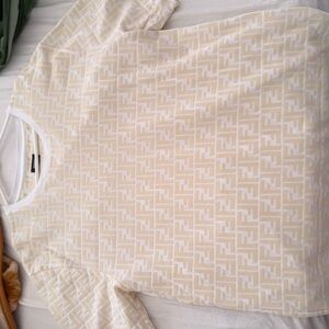 Fendi White and Cream Patterned Top